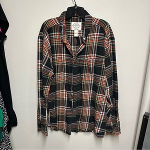 Men's St. John's Bay Brown Button Down Plaid Flannel Shirt Size xxl